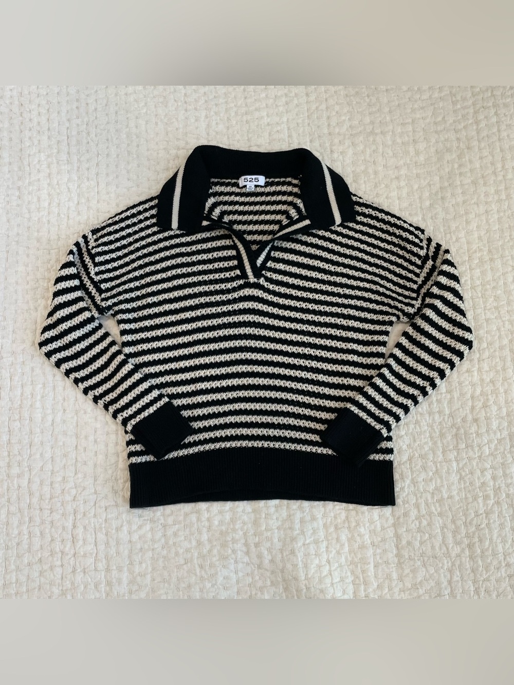 525 America Black and Cream Knit Sweater